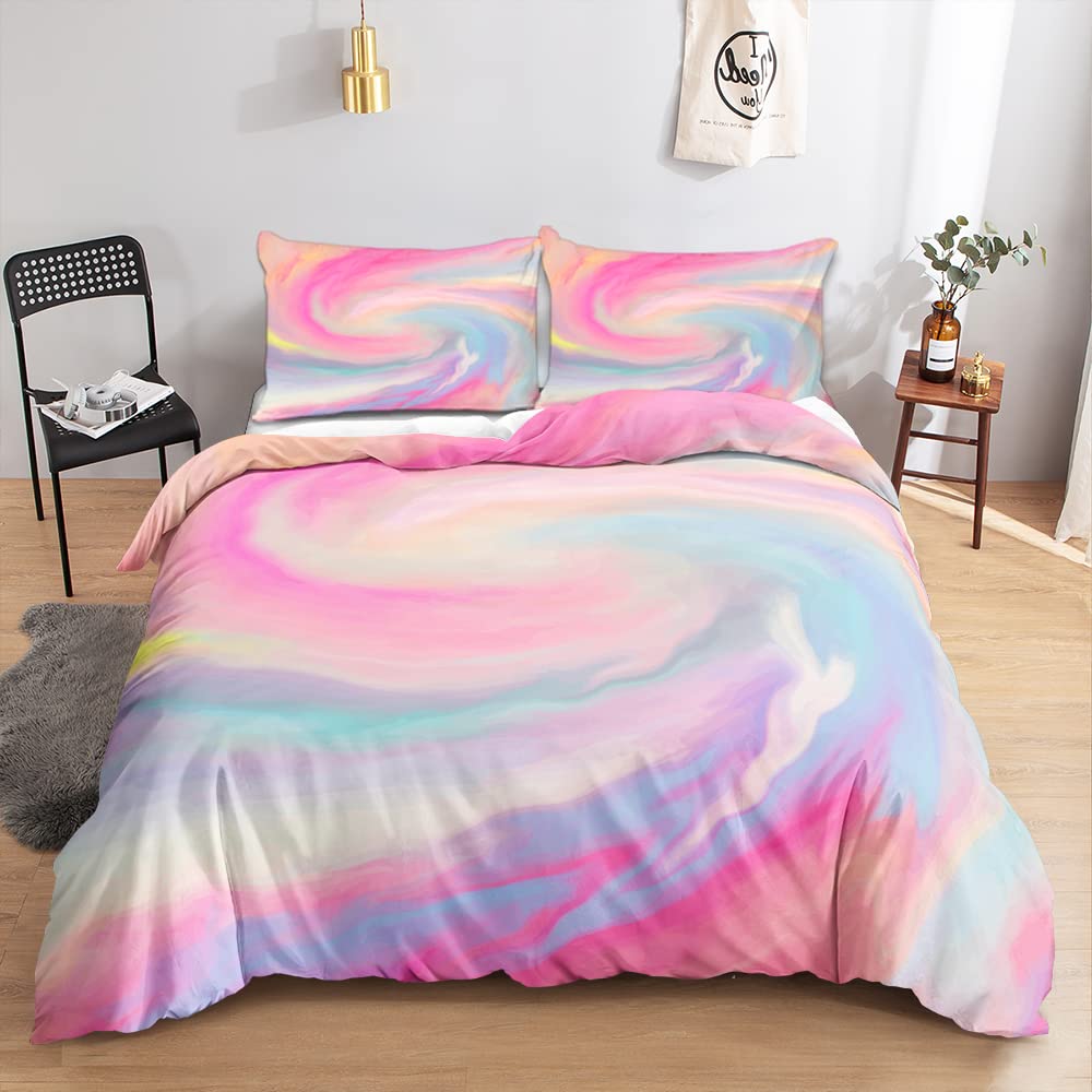 Housse de couette 240 x 260 dégradé rose douceur parure de lit adulte microfibre avec zip