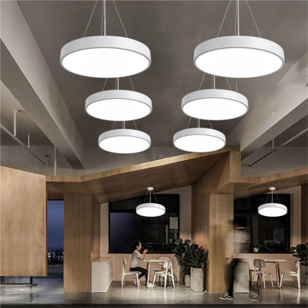 Nowoczesna lampa wisząca w kształcie dysku nordyckiego, ultracienka i okrągła, z kloszem z regulacją wysokości do 100 cm, styl industrialny, z metalu i akrylu, do biura lub kuchni, 40/5