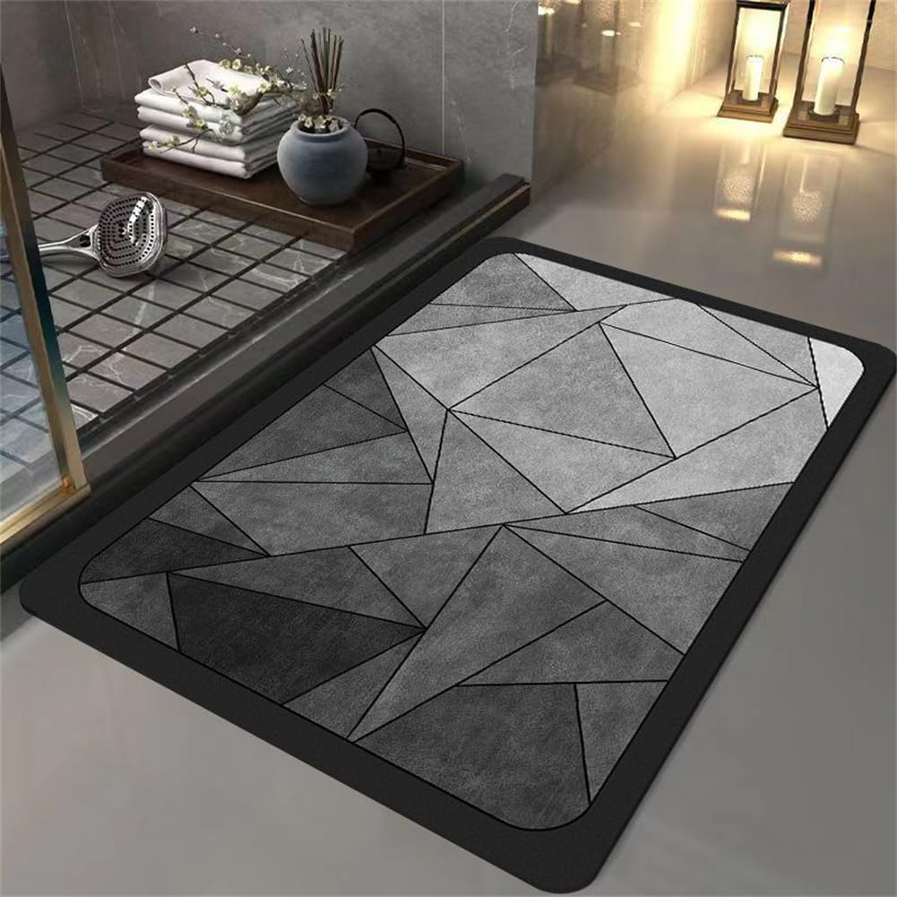 Super SaugfäHige Bodenmatte 140x200cm Schnelltrocknende Badezimmerteppich, Badematten Badteppiche Rutschfest Waschbar, Stone Bath Mat Badezimmermatte Badezimmer Badezimmer Teppich Bad Badeteppich Gray