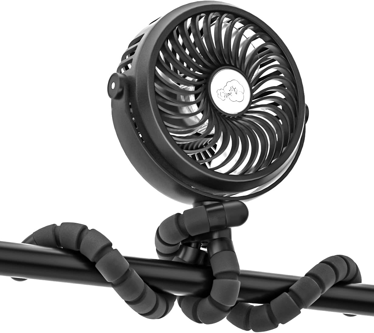 Creiv Battery Operated Stroller Fan Flexible Tripod Clip On, 3 Speeds and Rotatable Handheld Personal Fan for Car Seat Crib Bike Treadmill