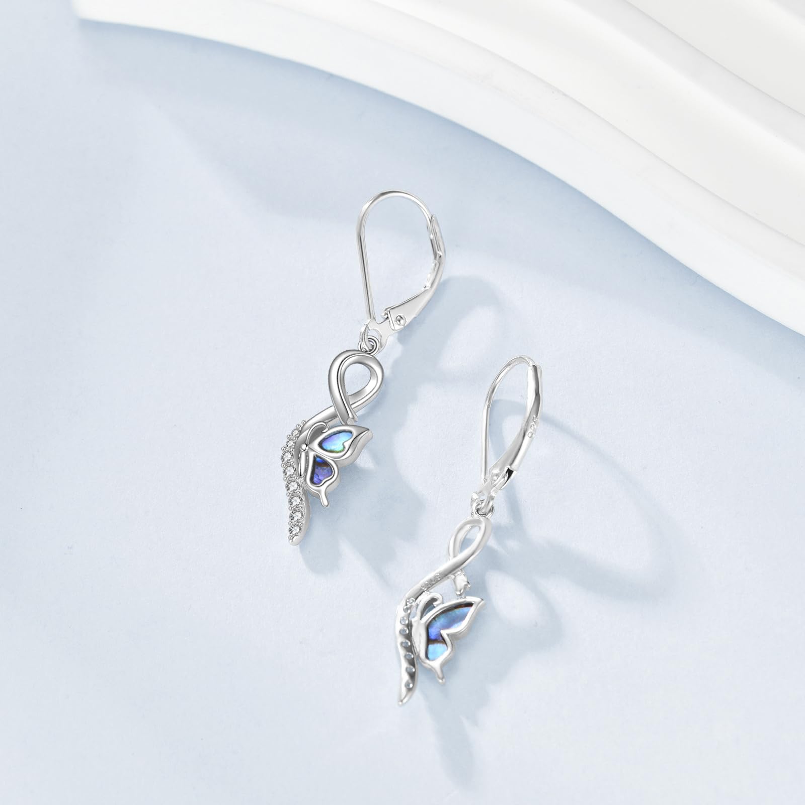 Orecchini a forma di farfalla, in argento Sterling 925, infinito farfalla, con chiusura a leva, orecchini per animali, regali da donna, Nessuna pietra preziosa