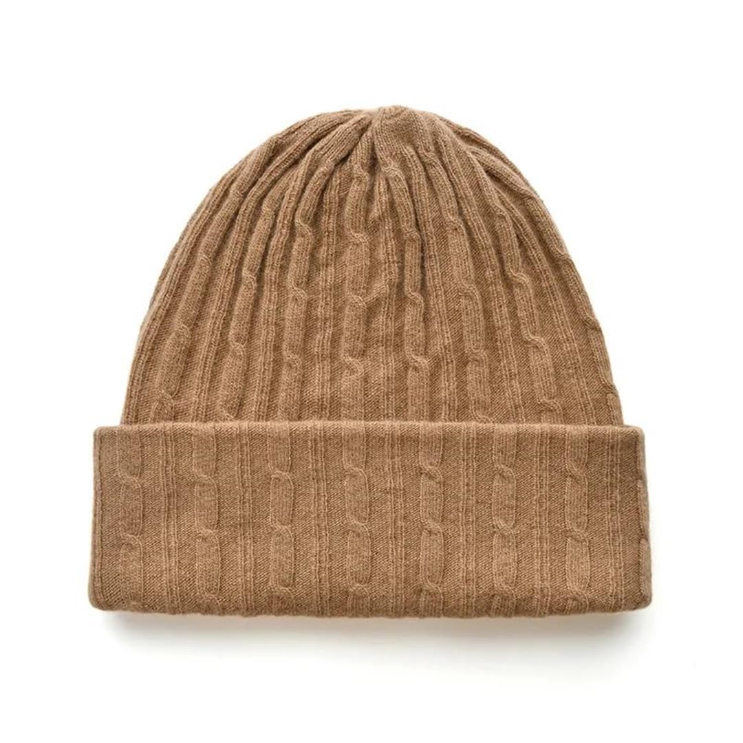 Gorro De Lana Pura De Doble Capa Trenzado Fino Para Mujer, Gorro De Lana De Punto Cálido, Gorro Para Niña Y Niño Para Otoño E Invierno