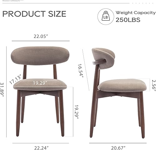 Miniatura 2 de COLAMY Juego de 2 sillas de comedor de madera, sillas de cocina modernas tapizadas en tela, sillas de comedor estilo granja con reposapiés, color
