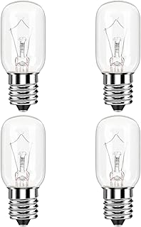 Microwave Light Bulb for Appliance Refrigerator, Over Stove Range Hood, Lava Lamp T8 40 Watt 125V E17 Intermediate Base Warm White Replacement as 8206232A, 1890433, AP4512653, WB25X10030 Pack of 4
