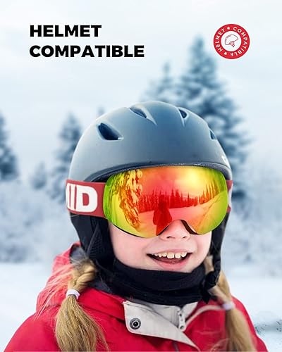 Miniatura 5 de OMID Gafas de esquí para niños, antivaho con protección UV, gafas de snowboard para niños y niñas