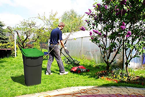 Rotho Atlas Mülltonne 100l mit Deckel und Rollen, Kunststoff (PP) BPA-frei, schwarz/blau, 100l (59,0 x 51,0 x 92,0 cm) - Image 3