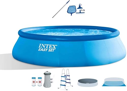 Miniatura 2 de Intex 26165EH - Juego de piscina inflable portátil de 15 pies x 42 pulgadas para exteriores con escalera, bomba de filtro, cubierta y kit de