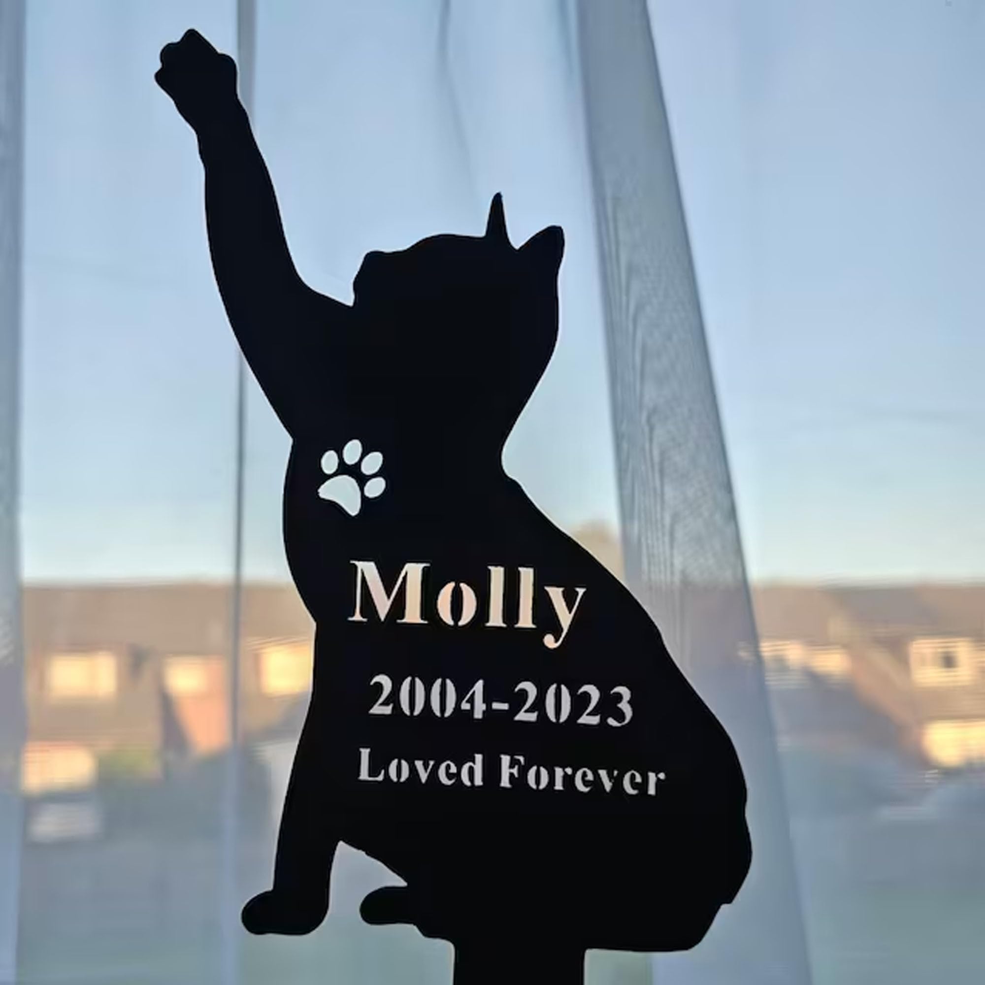 Personalized Cat Memorial Grave Stake - Metal Pet Plaque Marker For Garden, Yard, Or Cemetery, 10 Inch - View #6