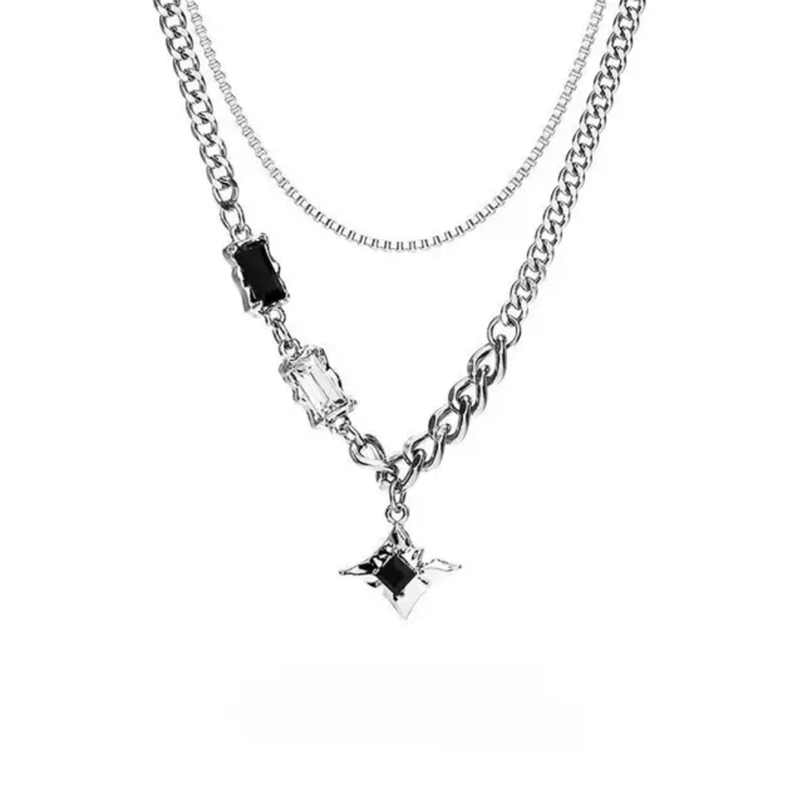 Stainless Steel Necklace Men and Woman Personality Street Hip-Hop Black Stone Locket For Mens Silver plated Chain For Unisex Minimal Jewellery Korean Fashion Necklace Chain minimalist design (B0D1CRT2G9) Amazon Price History, Amazon Price Tracker