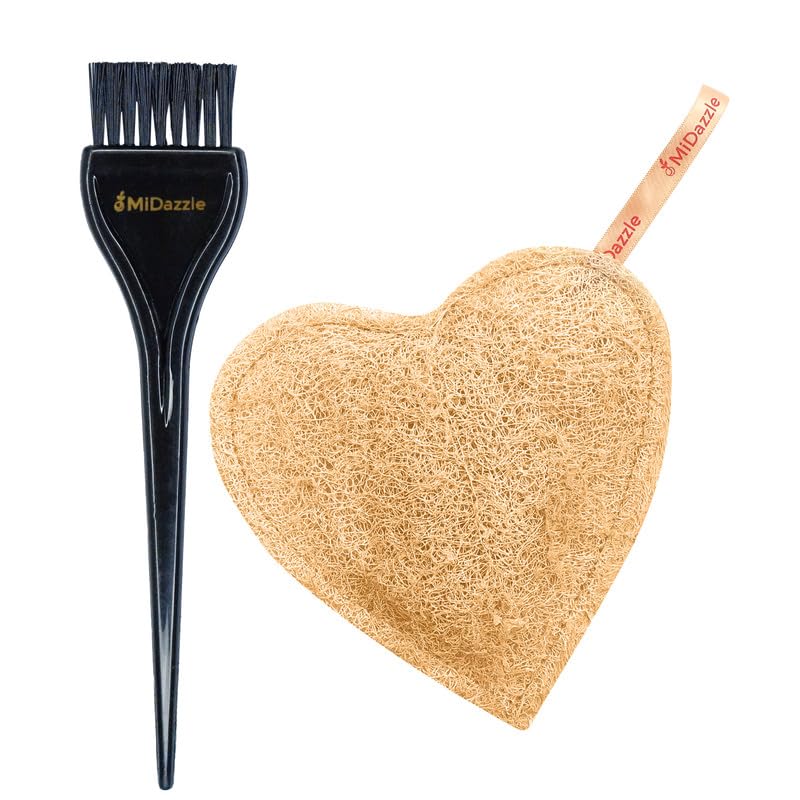 Image of Midazzle Hair Dye Brush With Natural Organic Loofah, Body Scrybber (Heart) - Set of 2