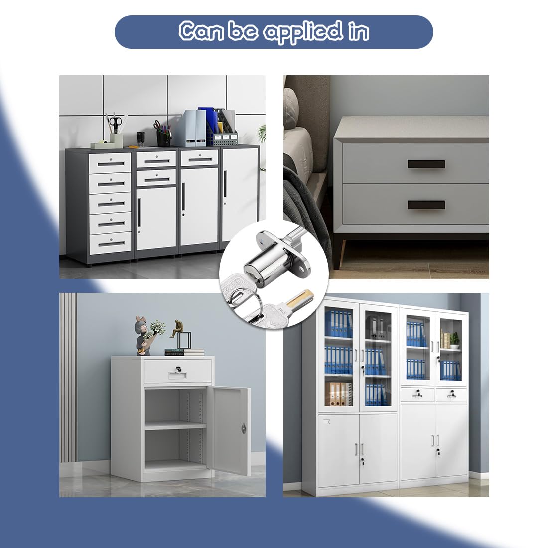 2 Serrature A Stantuffo Con Chiave - Per Armadietti, Cassetti E Mobili (Nero) - Foto 3