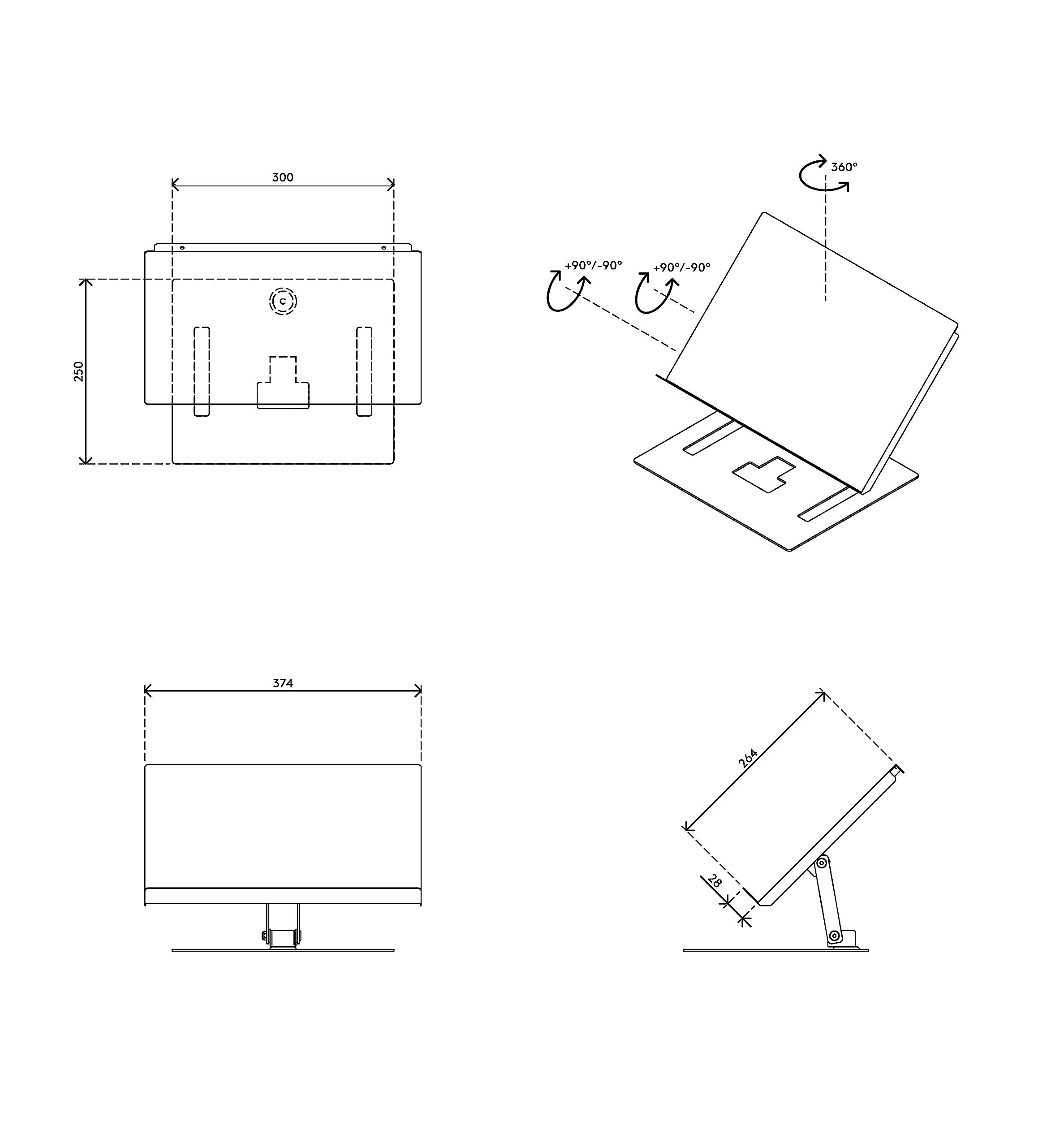 Dataflex Addit Support Documents réglable acier pour A3