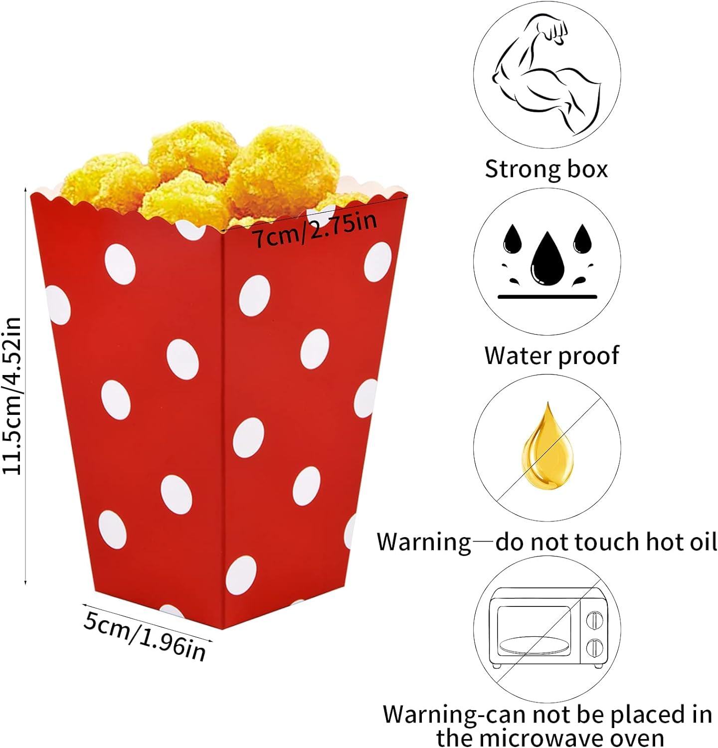 Nivofu, 15 Pièces Boîtes à PopCorn en Papier, Trois Modèles Pot PopCorn Rouges et Blancs,7X5X11.5cm Sachet PopCorn, Contenant PopCorn pour Parti,Soirées Cinéma(Rayures|Pois|Fils)
