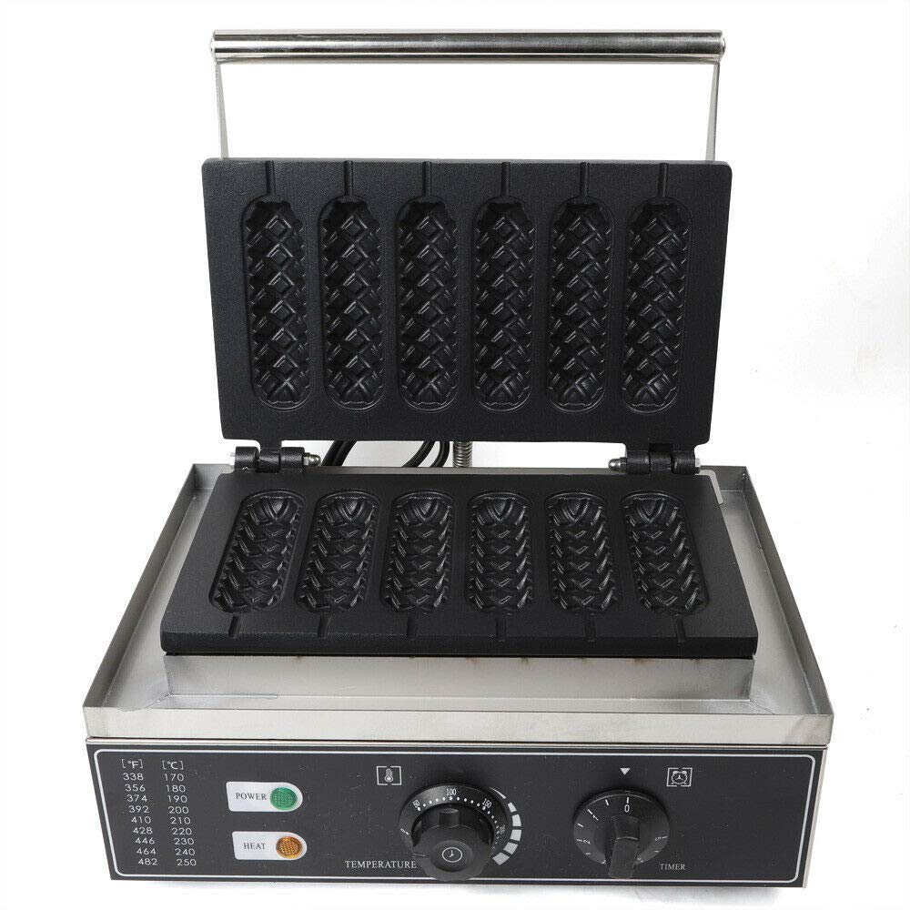 Elektryczna gofrownica ze stali nierdzewnej, 1500 W, 6 sztuk, nieprzywierająca, gofrownica z timerem i przyciskiem regulacji temperatury, wyświetlacz koloru pieczenia