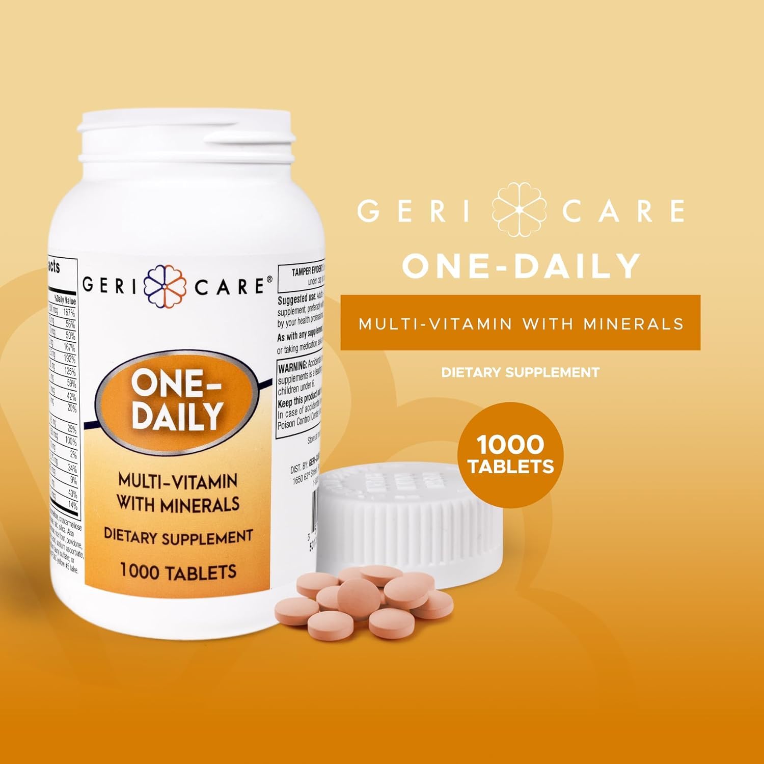 GeriCare One-Daily Multivitamins with Minerals for Men & Women (1000 Tablets) High-Potency Multi-Vitamin & Multimineral Dietary Supplement for Immunity, Energy| Complete Daily Nutritional Support