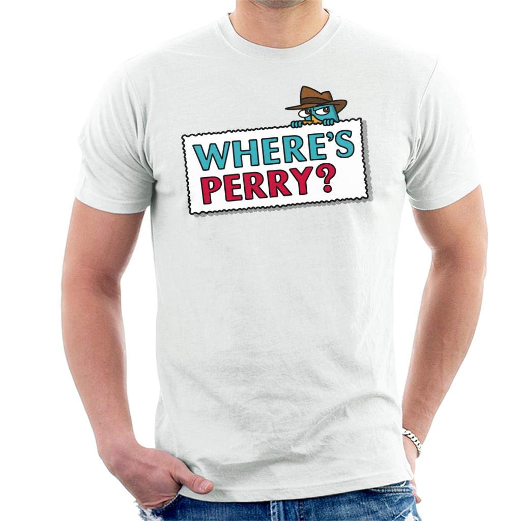 Wheres Perry The Platypus Phineas and Ferb Men's T-Shirt White