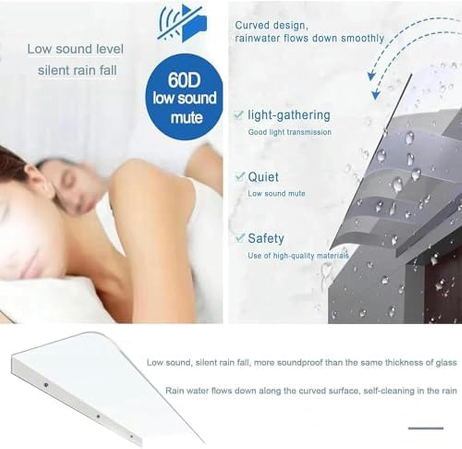 Window Awning Door Canopy Arched Sun Canopy,Invisible Front Door Canopy,Outdoor Garden Patio Sun Shetter Pergola,Roofing Rain Shelter,Polycarbonate Cover