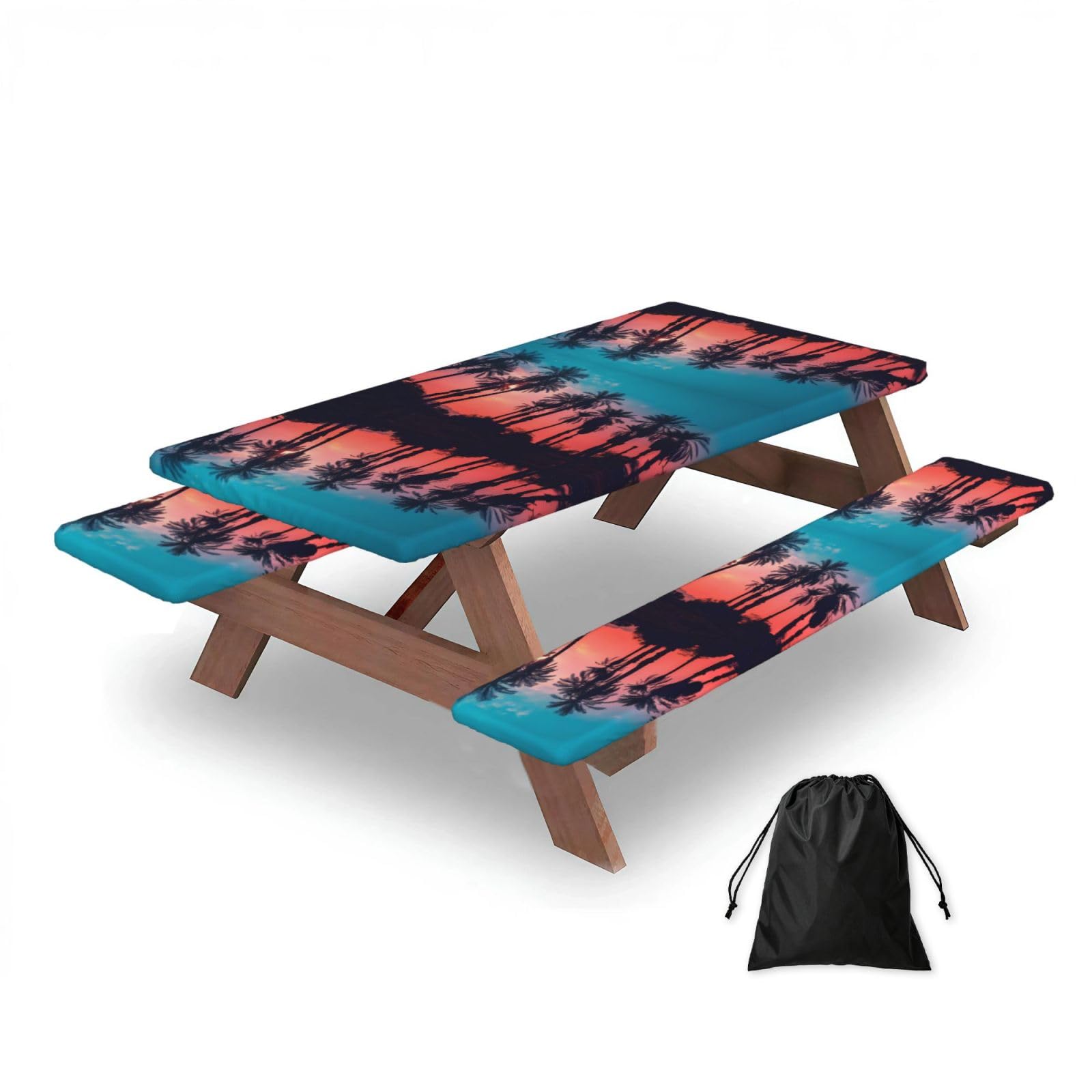 Palm Tree Sunset Rectangular water-repellent picnic tablecloths, outdoor camping, picnic, BBQ
