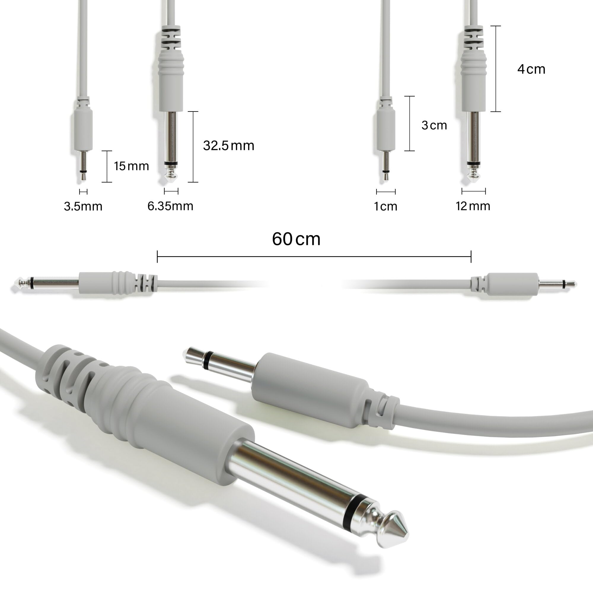 Mono Patchkabel - TS 3,5mm 1/8" zu 6,35mm 1/4" [13-Pack | 200 cm - 78,74"]