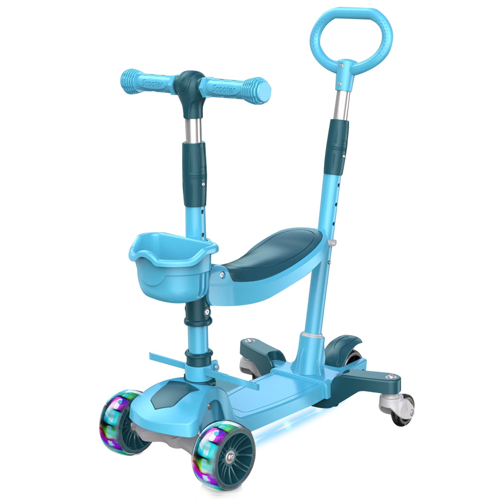 DAYONG Kids Scooter, Adjustable Scooter For 2-12 Years old Kids，Detachable Folding Lightweight Scooter with Push Handles, Multiple using modes(Sitting and Standing)