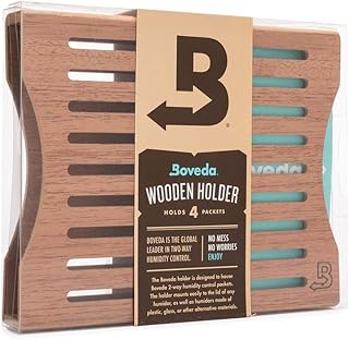 Boveda for Cigars | Wood Boveda Holder for Humidor | for Use with Four (4) Size 60 Boveda (Sold Separately) | Includes Magnetic and Velcro® Mounting Kits | 1-Count