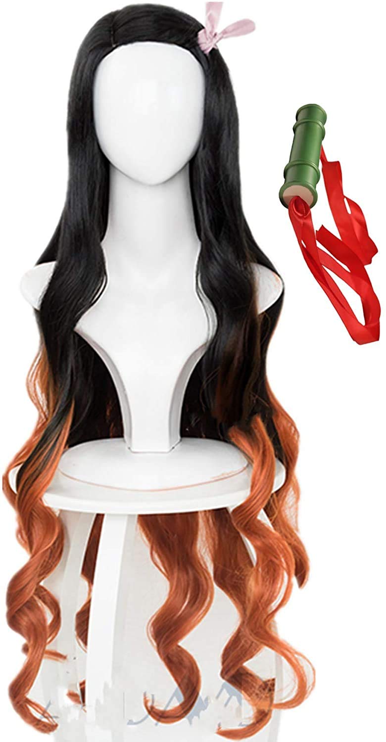 Buy Feirrty Cosplay Kamado Nezuko Wig with Accessories Long Curly Black