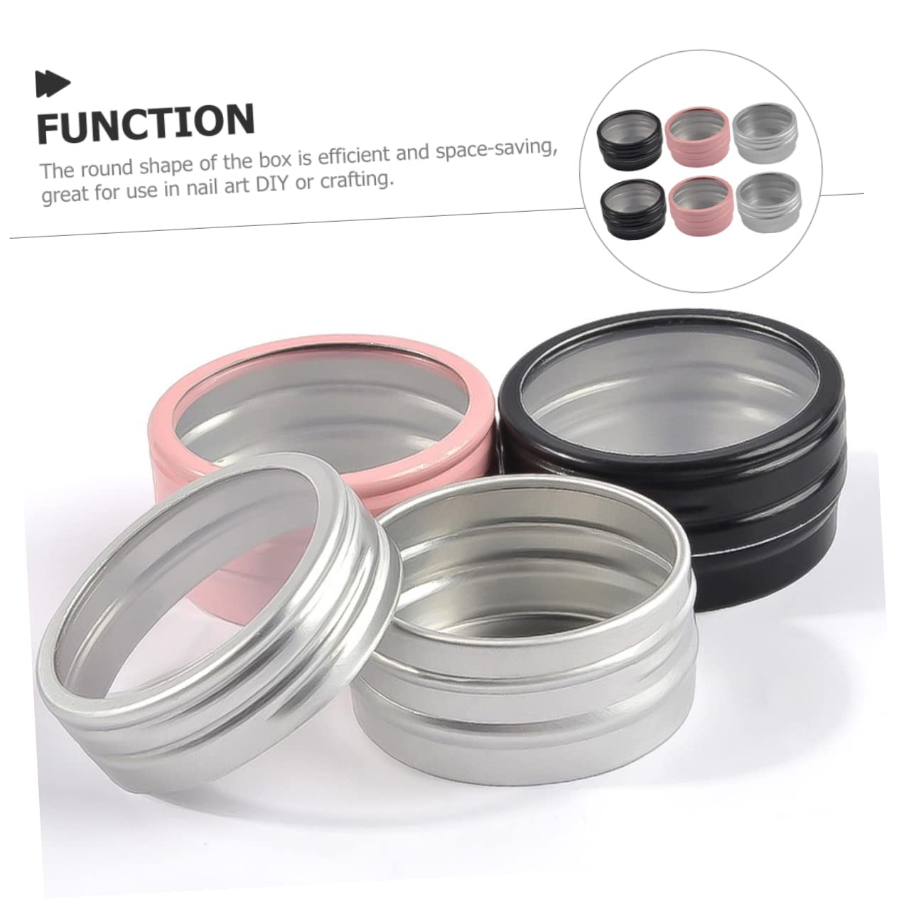 FRCOLOR Aluminum Nail Art Jewelry Storage Box 6pcs Small Tin Boxes for Beads Craft Storage Containers