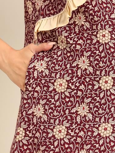 Image of Rupa Jon Aishwarya Women Full Length Maternity Night Dress in Cotton Blend Fabric, Maxi Nighty, Pregnancy Night Dress for Nursing, Pre and Post Pregnancy