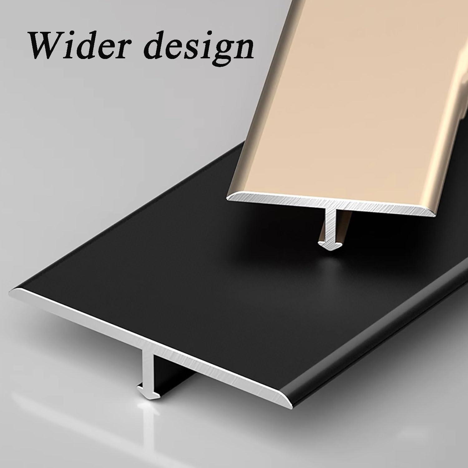Listwy przejściowe do podłóg, 2,7 m, ze stopu aluminium, do łączenia desek laminowanych, płytek, szczelin podłogowych, czarne, 30 mm dł. 2,7 m