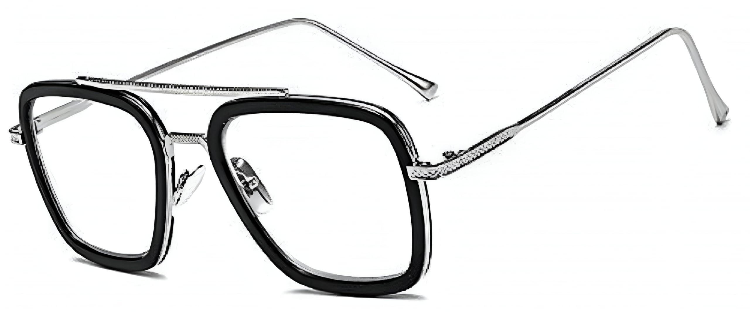 Roshfort Blue Cut computer glasses zero power Avengers Infinity War Iron Man Unisex SunglassesItalic (C-4, Silver-Black)-image-5