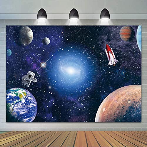 CGXINS Outer Space Photography Backdrop for Baby Kids Astronaut Themed Birthday Party Decoration Universe Galaxy Stars Newborn Baby Shower Photo Background 5x3ft