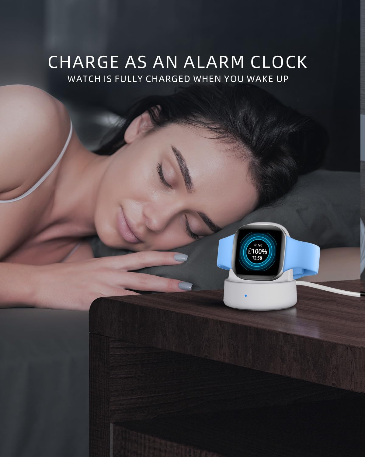 Caricabatterie per Fitbit Sense/Sense 2/Versa 3/Versa 4, caricatore di ricambio per orologio magnetico aggiornato con cavo di ricarica, accessori per caricabatterie Fitbit, bianco