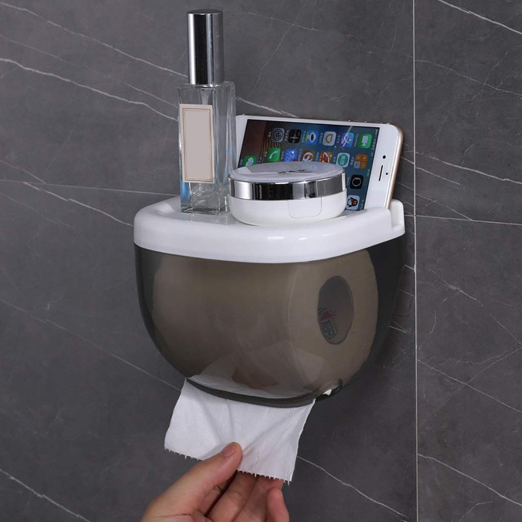 Soporte de Papel higiénico Impermeable, Estante de Almacenamiento for teléfono móvil, Caja dispensadora montada en Pared