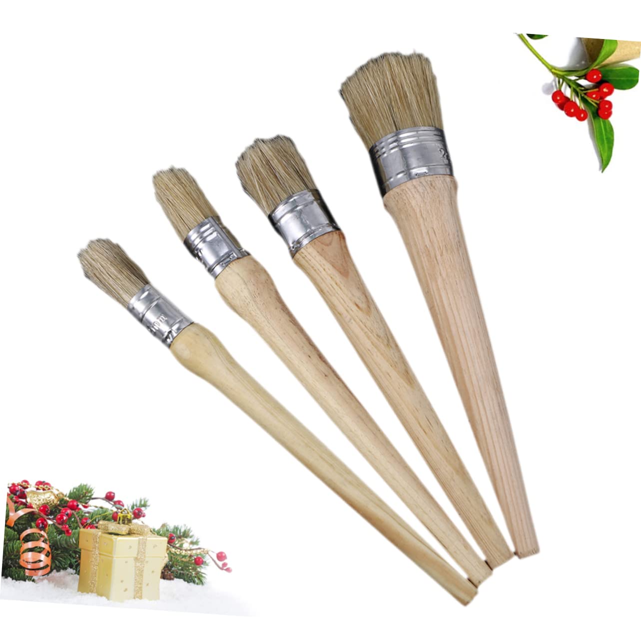 STOBOK 4stücke Holzpinsel Wachspinsel Malerpinsel Mit Langem Griff Für Möbel Restauration Und Heimdekoration Klassischer Stil