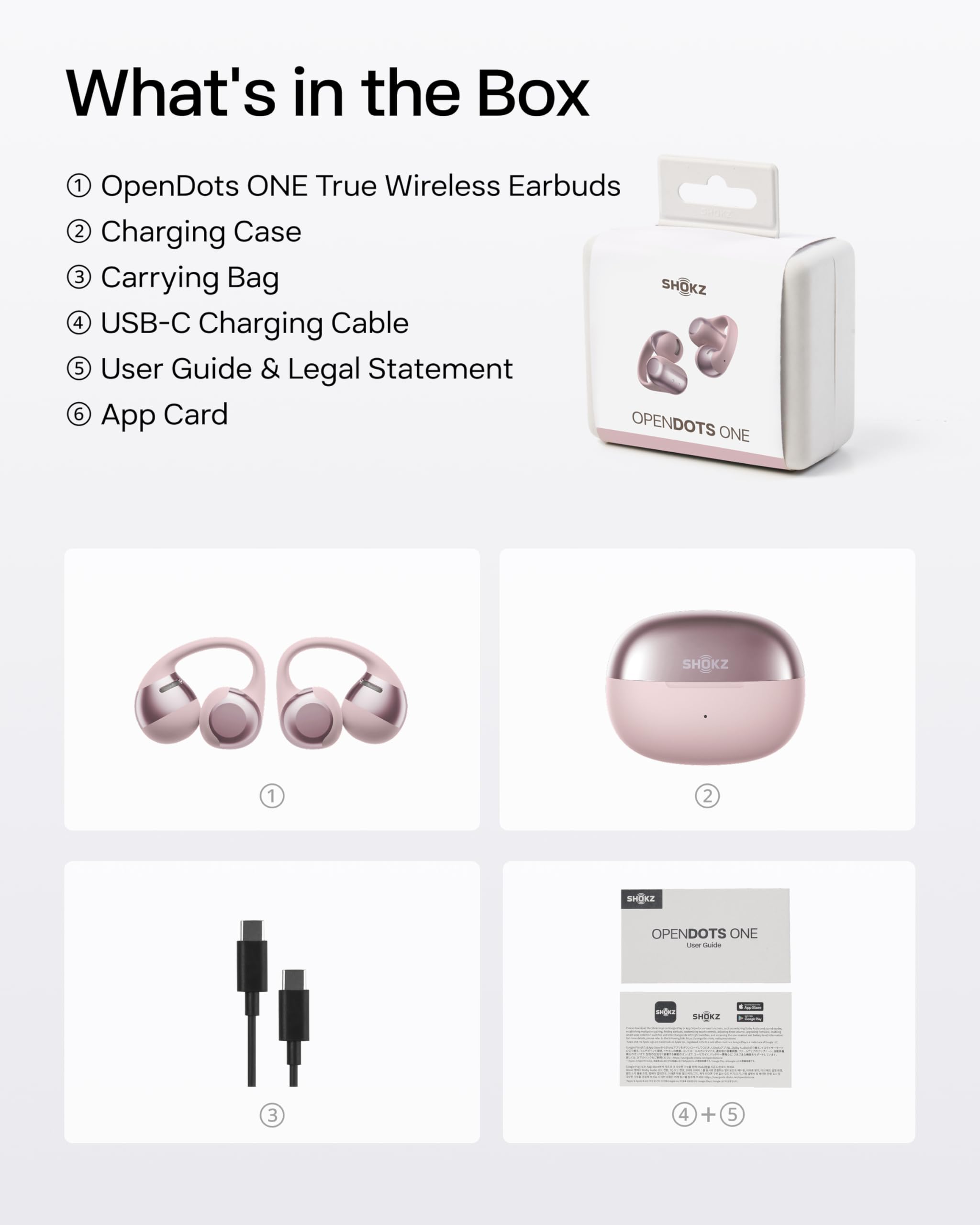 SHOKZ OpenDots ONE - Open-Ear Headphones - Wireless Bluetooth Earbuds with Microphone - Secure, Lightweight, Clip-On Fit - Premium Dolby Audio - Water Resistant - Fast Charging - Up to 40 hrs Playtime
