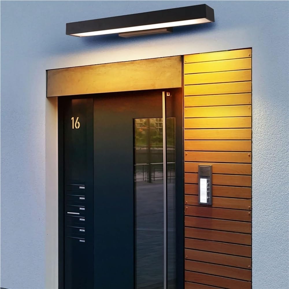 Lampy ścienna w Nowoczesnym Minimalistycznym Stali Nierdzewnej Stylu, Kinkiet Czarny LED do Zewnątrz jako Oświetlenie Ścienne(32cm/12.59in)