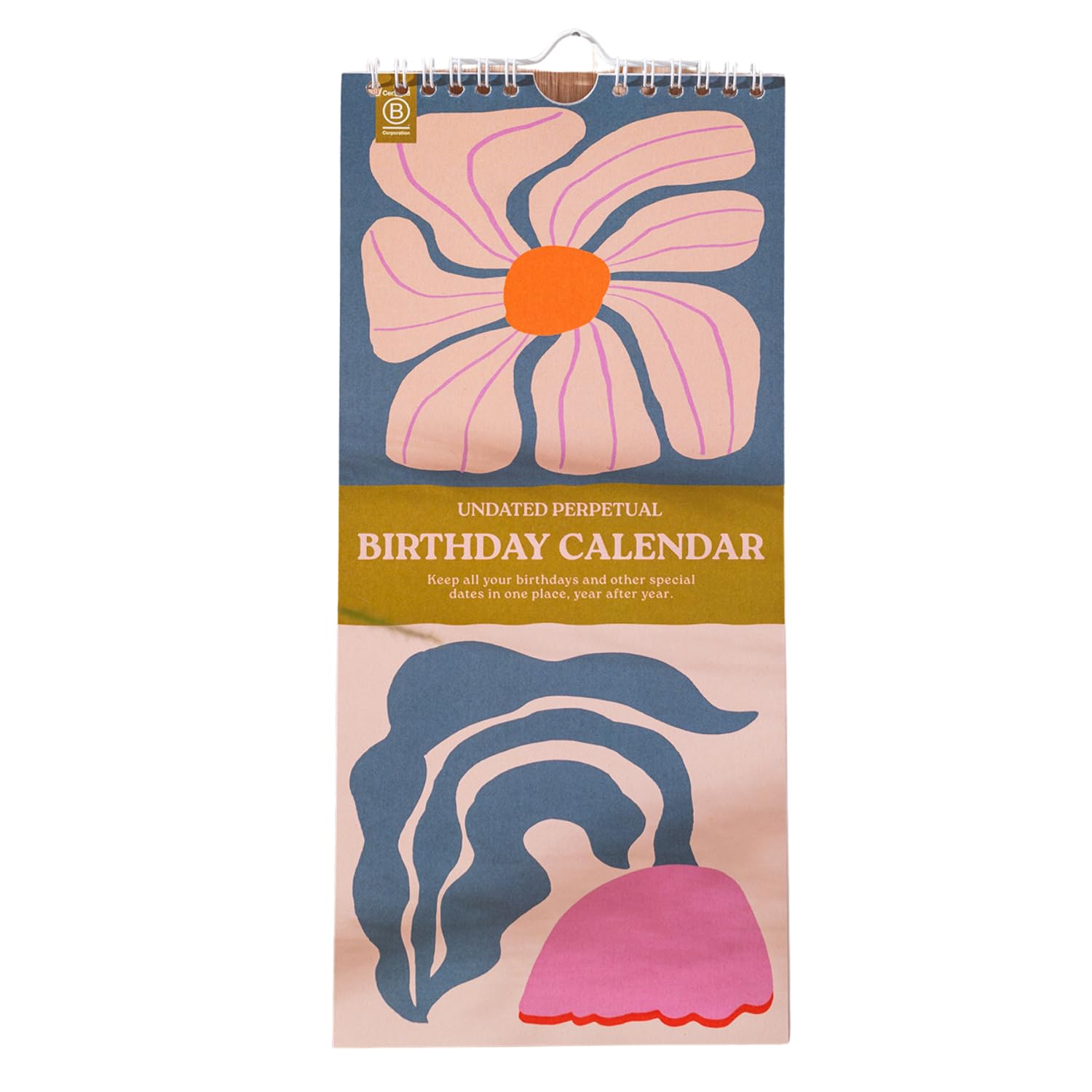 Good Tuesday - Perpetual Birthday Calendar, Les Fleurs, Bleed-proof Paper, Slim Design, Made in the UK, 29.7 x 13.8 cms