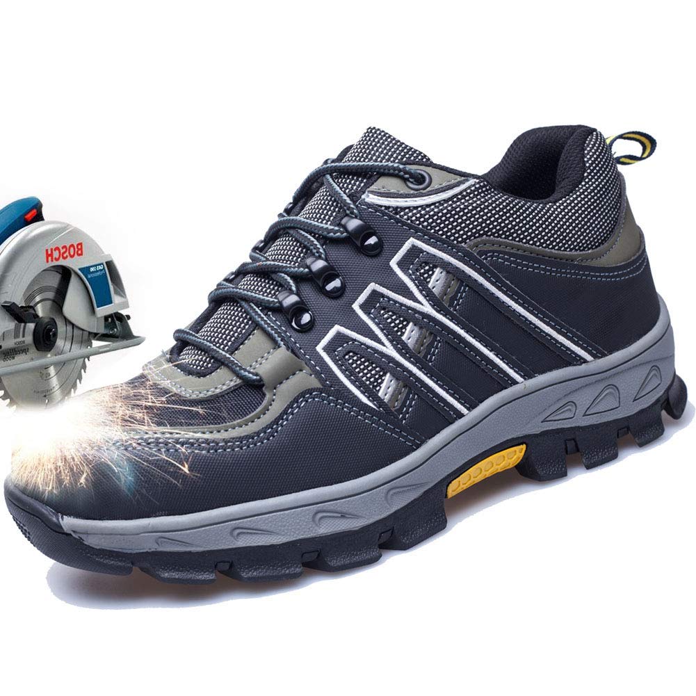 Men's Safety Steel-Toe Work Shoes (US Men Size 10(M) 28cm, Black 1)