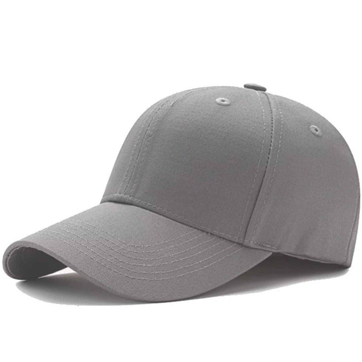 Qxuan Men's Grey Basic Baseball Caps Snapback For And Wo,Classic 6 Panel Sport Casual Sun Visor Hat,Adjustable 56-60Cm (Grey)