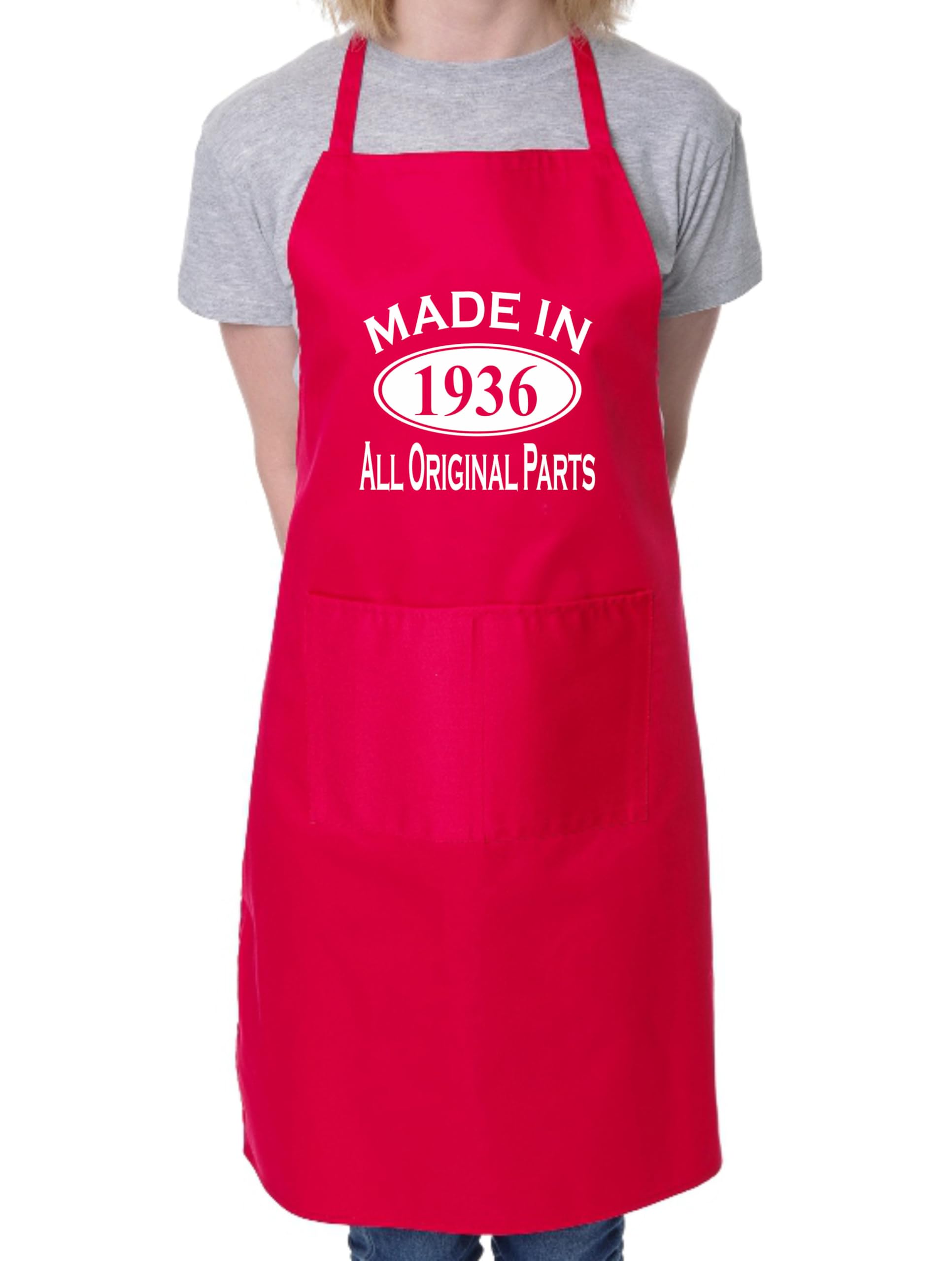 Print4u Men's Red Made In 1936 90Th Birthday Bbq Cooking Funny Novelty Apron