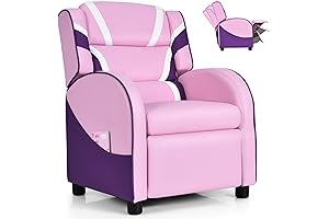 Pink Princess Playroom Recliner Sofa for Girls, Upholstered Kids Recliner Chair with...