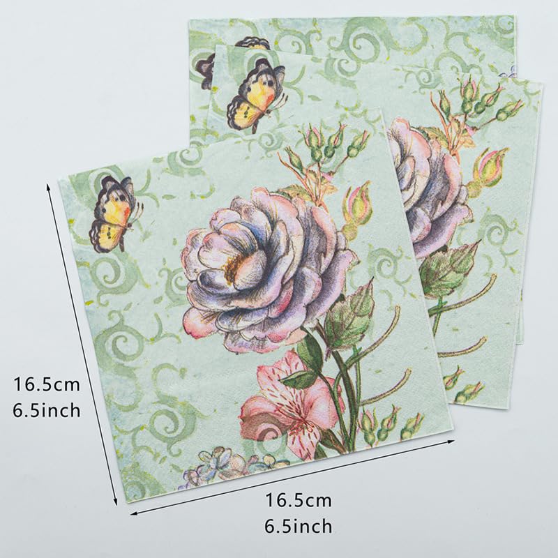 Tovaglioli di Carta Modello Retrò Degli Insetti Tovaglioli Decorati Per Decoupage Bar Compleanno Carta Igienica Tovagliolo Decorazione Da Tavola Usa e getta Per Matrimoni Feste 30 Packs(33x33cm)