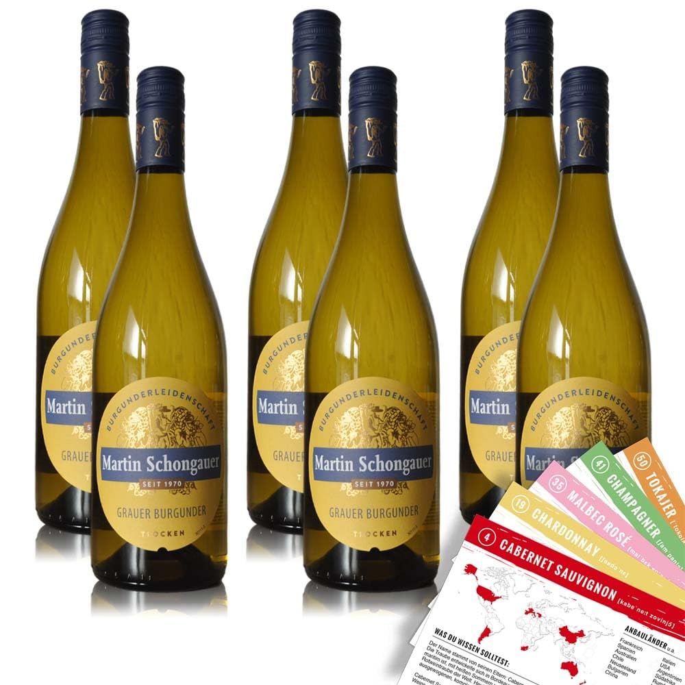Martin Schongauer Grauburgunder, trocken, sortenreines Weinpaket + VINOX Winecards (6x0,75l)