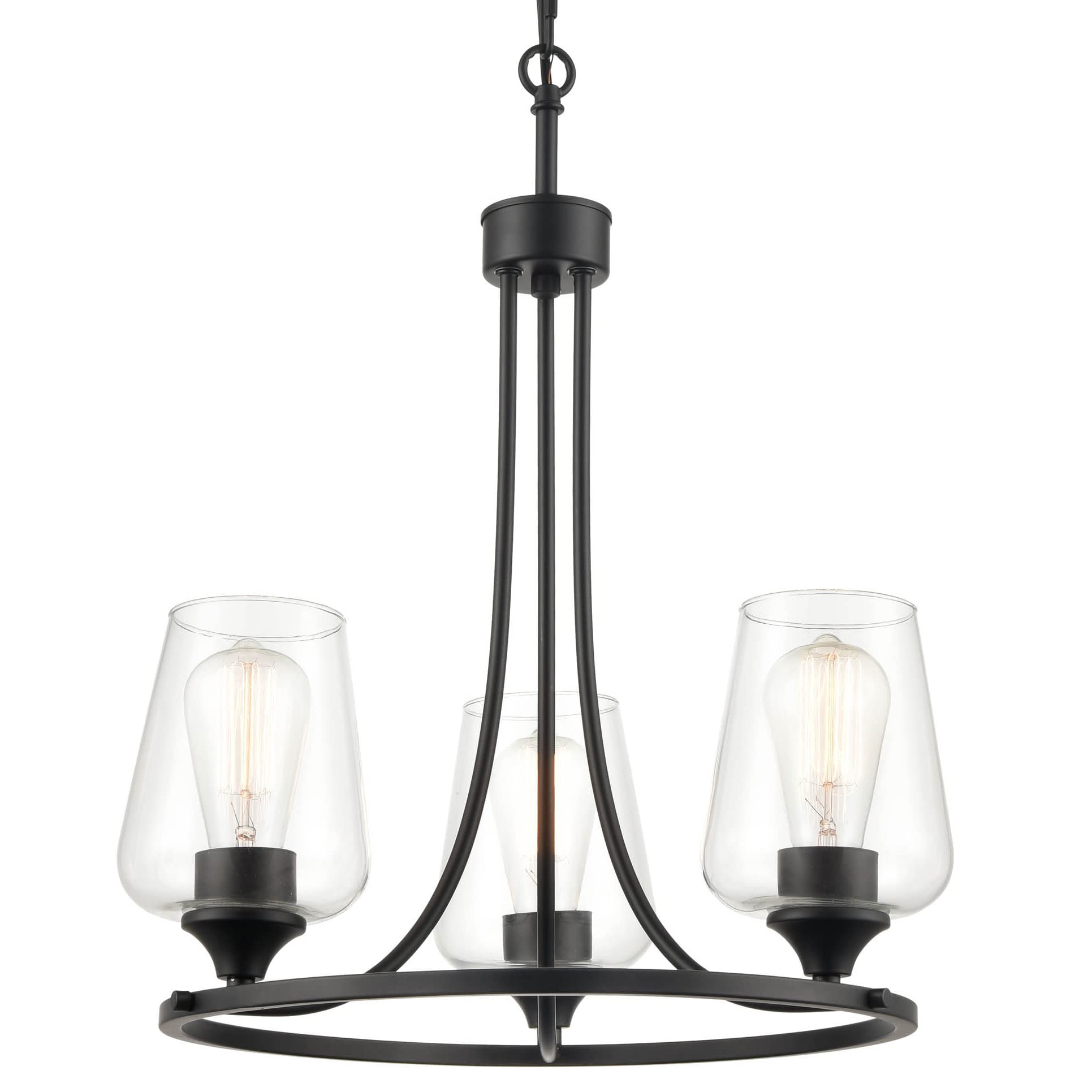Millennium 9723-MB Transitional Three Light Chandelier from Ashford Collection Finish, Matte Black