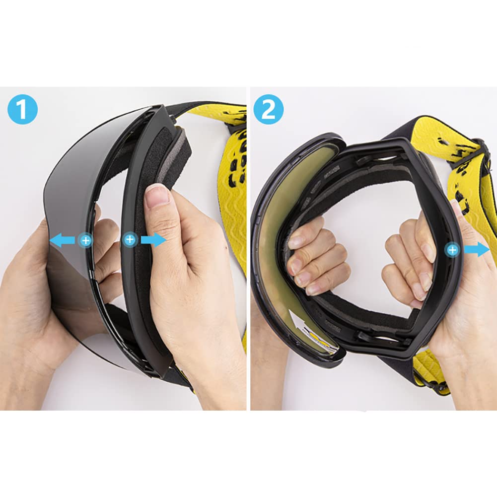 Lunettes de ski, lunettes de snowboard, lunettes de ski pour enfants, avec verres antibuée à double couche, adaptées aux hommes, aux femmes et aux adolescents, équipement de ski, de patinage, de