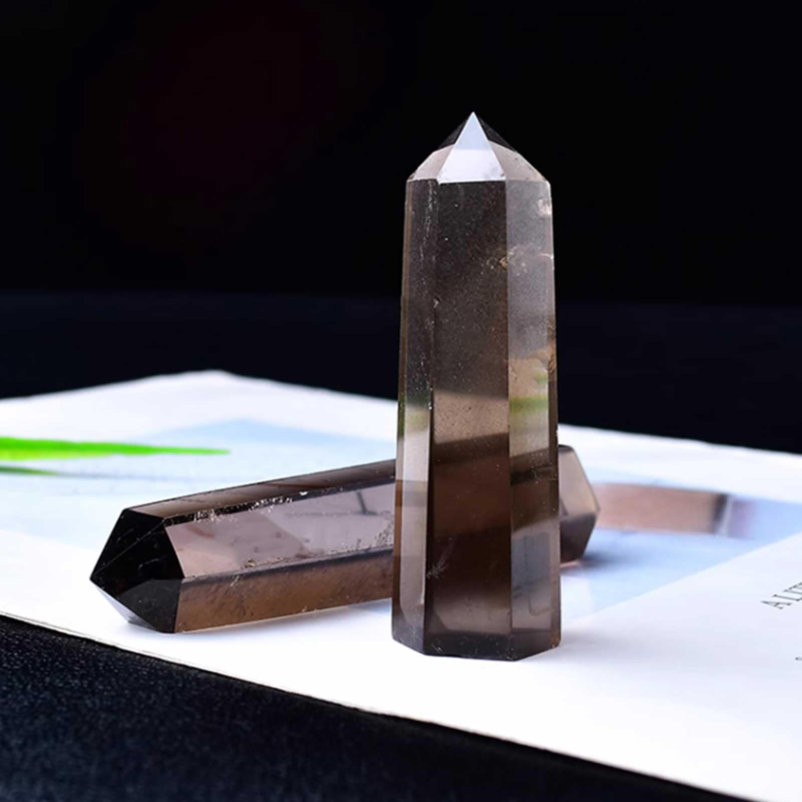 Ornamenti curativi della Torre di Cristallo di Quarzo fumé Naturale | Bacchetta di cristallo a 6 punte sfaccettate per Chakra, Reiki, meditazione, decorazioni, 3 pezzi