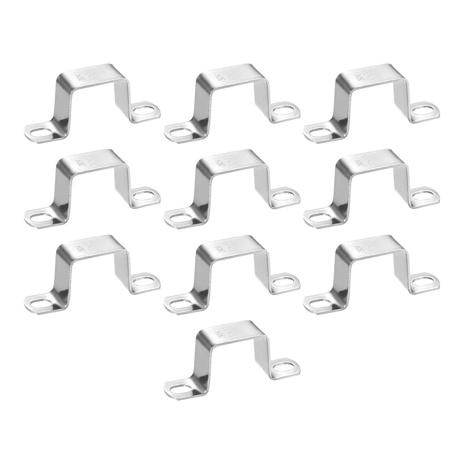 M METERXITY 10-Pack U Shaped Connector Bracket, 30x30mm 304 Stainless Steel Square Pipe Clamp for Door Closed Bar Holder Strut Channel/Fixing Tools/Pipe, Strap Clamp for Rectangular Tube
