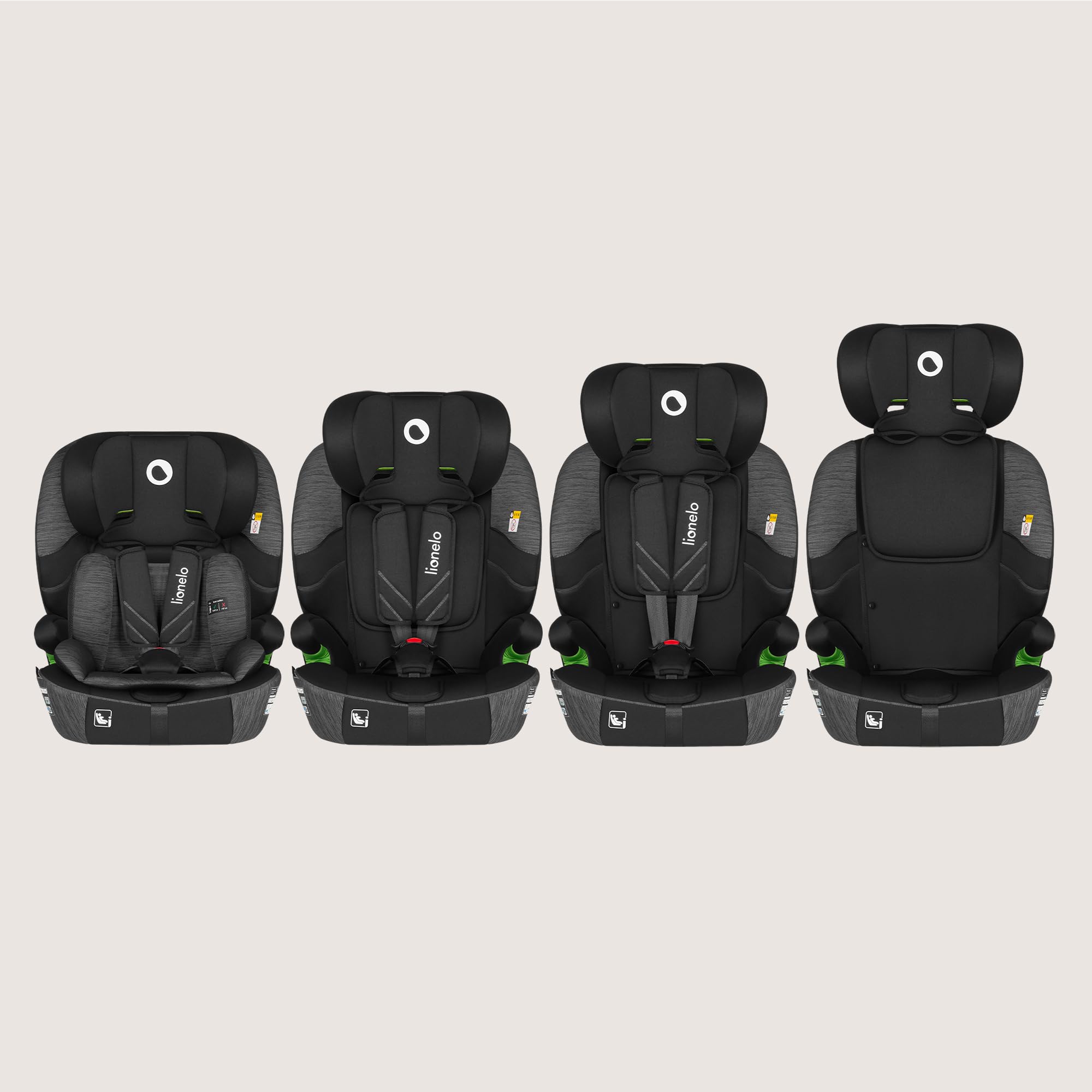 Lionelo Levi Fix I-SIZE fotelik dziecięcy 76-150 cm do 18 kg, grupa 1 2 3, osłona boczna, regulacja zagłówka 10 stopni, ISOFIX i montaż Top Tether, R129 i-Size