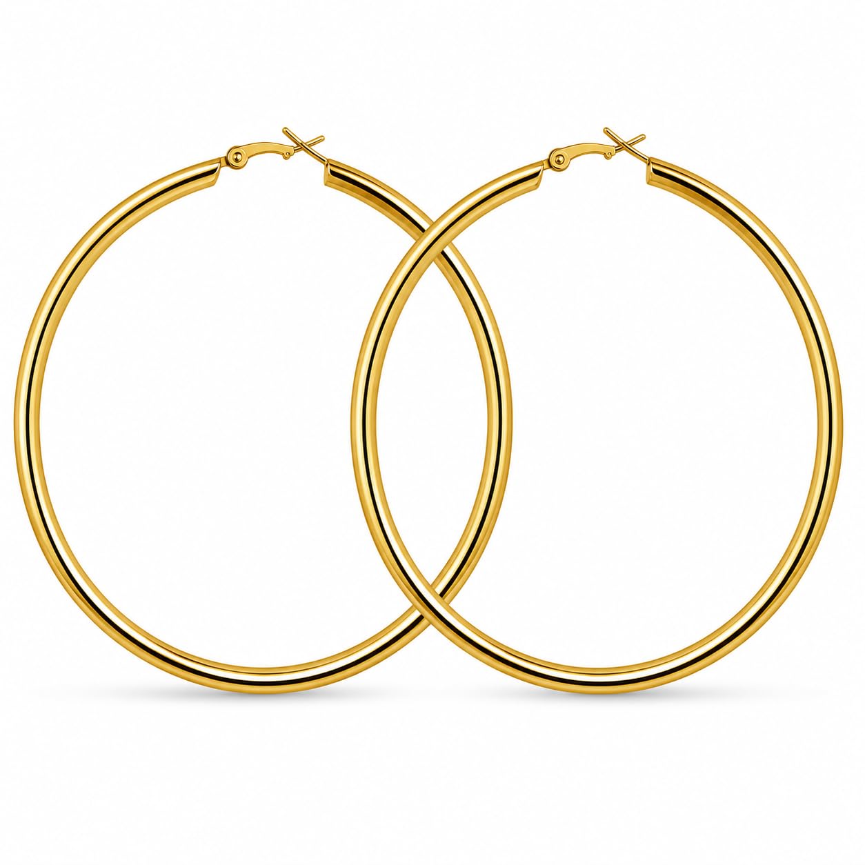 Large Hoop Earrings for Women & Girls | Classic Round Minimal Hoop Design | Lightweight Stylish Daily Wear Earrings for Casual Office Party & Travel | Trendy Fashion Jewellery Hoops-image-28