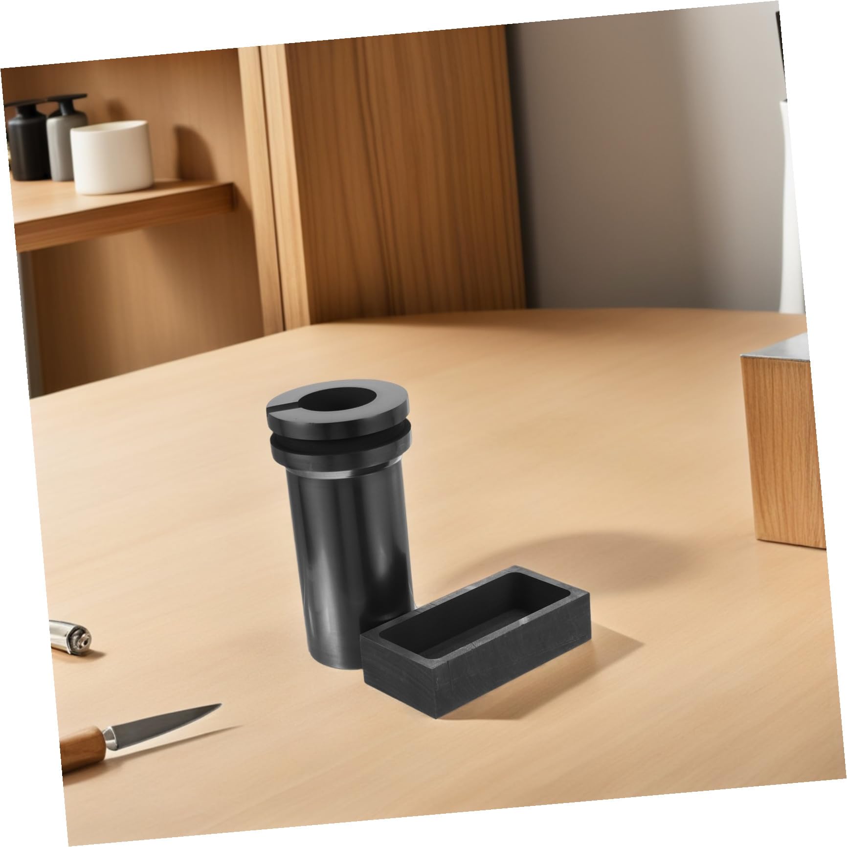 Amosfun 2 Stück Graphit Gießformset für Gold und Silberbarren 1 Kg Graphittiegel Einfache Bedienung Vielseitig für Schmelzofen und Aluminiumraffination